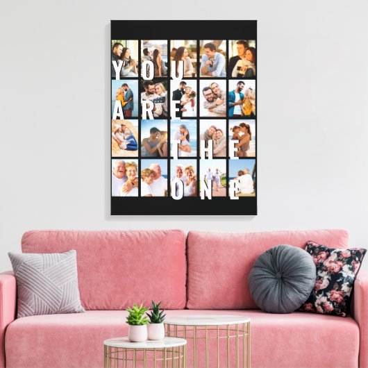 Jij bent de One Romantic 20 Photo Collage Black Canvas Afdruk (Insitu (Woonkamer))