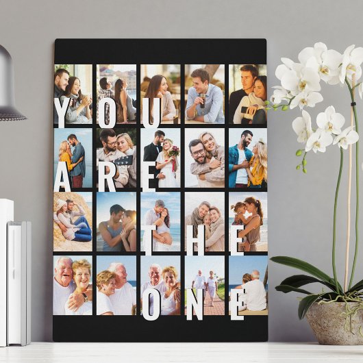 Jij bent de One Romantic 20 Photo Collage Black Canvas Afdruk