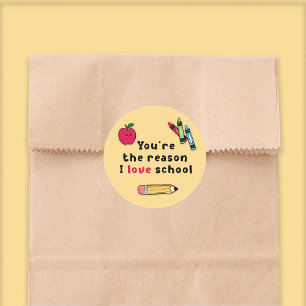 Jij bent de reden waarom ik van school houd Dankbe Ronde Sticker