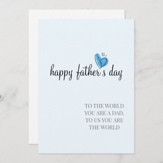 Jij bent de wereld blauwe hart vaderdag kaart (Voorkant / Achterkant)