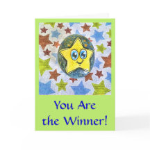 Jij bent de winnaar, cartoon Star wenskaart