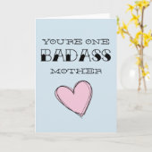 'Jij bent een Badass Moeder' Funny Moederdag. Kaart (Gele Bloem)