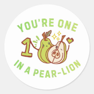 Jij Bent Eén In Een Peer-Lion Peer Woordspeling Ronde Sticker