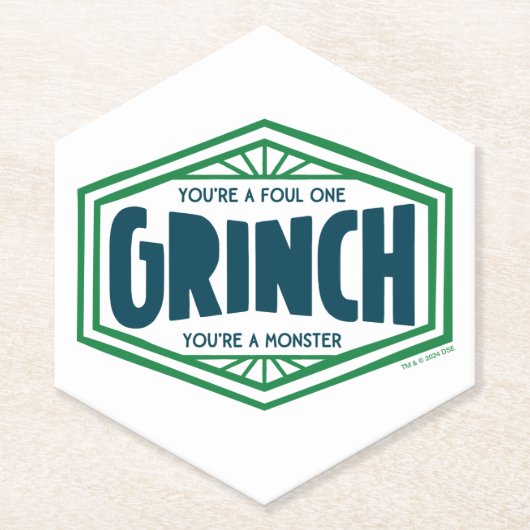 Jij bent een smerige Grinch Kartonnen Onderzetters (Voorkant)
