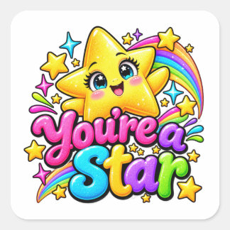 Jij bent een Ster Cute Regenboog Ontwerp Vierkante Sticker