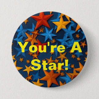 "Jij bent een ster!" Kleurrijke Star Achievement B Ronde Button 7,6 Cm