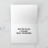 "JIJ" BENT EEN "TIENER" GELUKKIGE "13e" VERJAARDAG Kaart (Binnen)