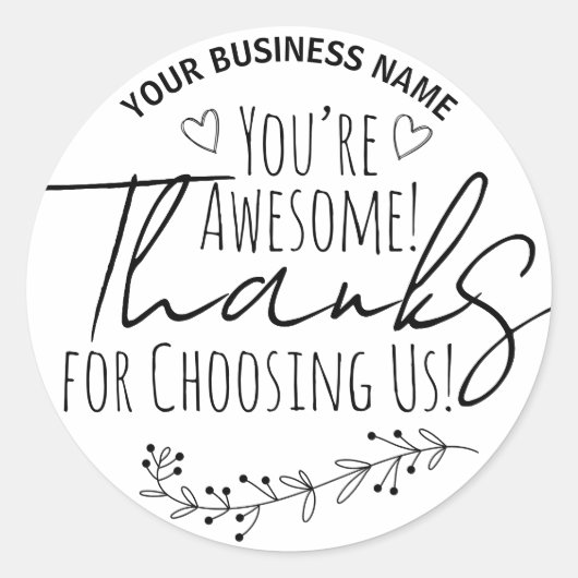 Jij bent Geweldig Aangepaste Bedankt Stickers (Voorkant)
