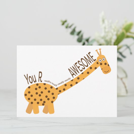 Jij bent geweldig, Illustratie van een leuke giraa Feestdagenkaart (Staand voorkant)
