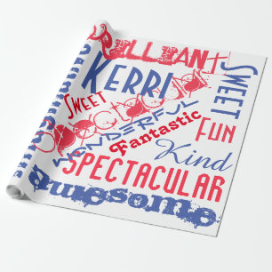 Jij bent Geweldig Persoonlijk Rood, Wit en Blauw Cadeaupapier