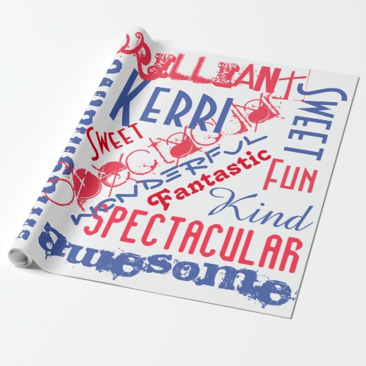 Jij bent Geweldig Persoonlijk Rood, Wit en Blauw Cadeaupapier (Uitgerold)