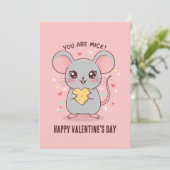 Jij bent geweldig! Schattige muis Valentijnsdag Feestdagenkaart (Staand voorkant)