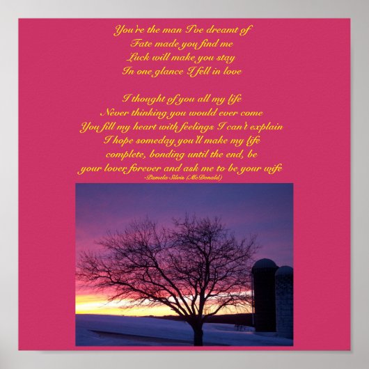 Jij bent het man waar ik van heb gedroomd... gedic poster (Voorkant)