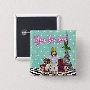 Jij bent je machtiger om meisjes Pop kunst te make Vierkante Button 5,1 Cm