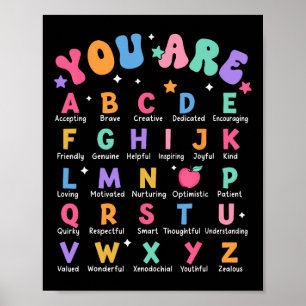 Jij Bent Letters Alfabet Leer Abcs Inspiratie Te Poster