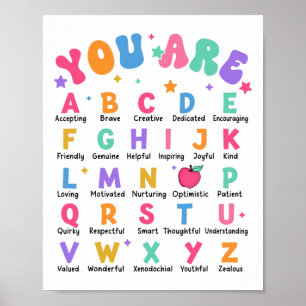 Jij Bent Letters Alfabet Leer Abcs Inspiratie Te Poster