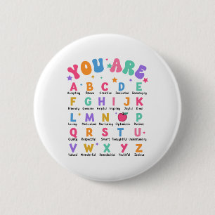 Jij Bent Letters Alfabet Leer Abcs Inspiratie Te Ronde Button 5,7 Cm