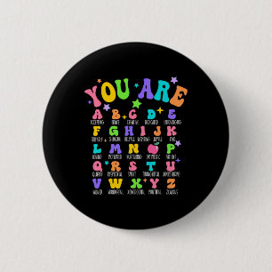 Jij Bent Letters Alfabet Leer Abcs Inspiratie Te Ronde Button 5,7 Cm
