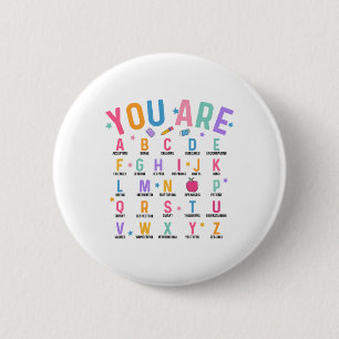 Jij Bent Letters Alfabet Leer Abcs Inspiratie Te Ronde Button 5,7 Cm