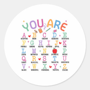Jij Bent Letters Alfabet Leer Abcs Inspiratie Te Ronde Sticker