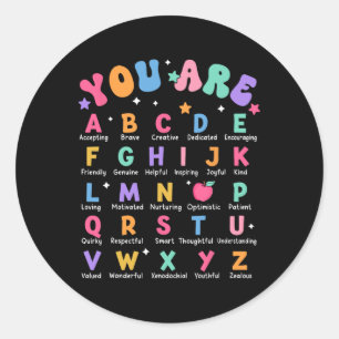 Jij Bent Letters Alfabet Leer Abcs Inspiratie Te Ronde Sticker