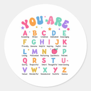 Jij Bent Letters Alfabet Leer Abcs Inspiratie Te Ronde Sticker