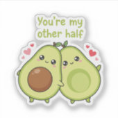 Jij Bent Mijn Andere Helft Schattige Avocado Valen Sticker (Voorkant)