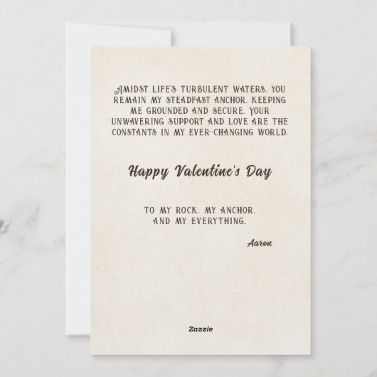 Jij bent mijn anker Happy Valentijns Feestdagenkaart (Achterkant)