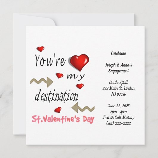 Jij bent mijn Bestemming  Uitnodigingskaart Valent Kaart (Achterkant)