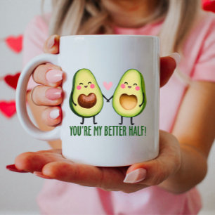 Jij bent mijn betere helft, schattige avocado koffiemok
