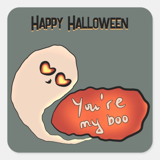 Jij bent mijn boek | Schattigee Halloween Vierkante Sticker (Voorkant)