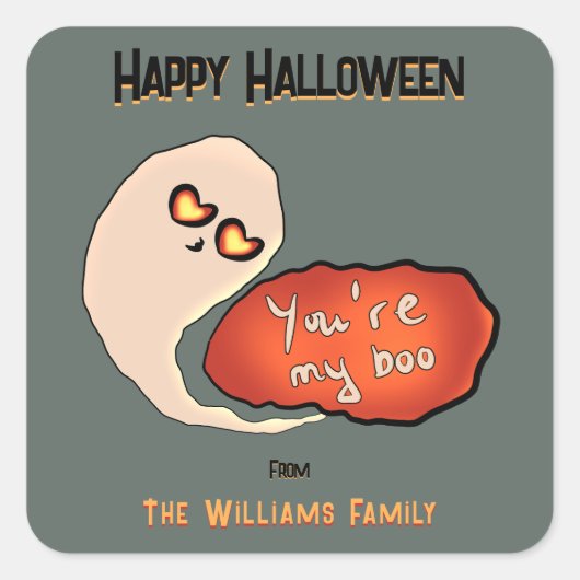 Jij bent mijn boek | Schattigee Halloween Vierkante Sticker (Voorkant)