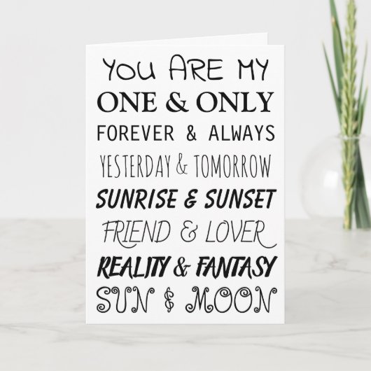 Jij bent mijn Een & Enige | Romantisch  Kaart (Voorkant)