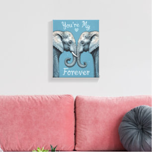 Jij bent mijn eeuwig romantische olifant liefdesku canvas afdruk