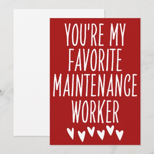 Jij bent mijn favoriete onderhoudsmedewerker Valen Feestdagenkaart (Voorkant / Achterkant)