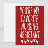 Jij bent mijn favoriete verpleegkundige assistent feestdagenkaart (Voorkant / Achterkant)