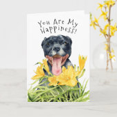 Jij bent mijn geluk | Pit Bull Dog Verjaardag Kaart (Gele Bloem)