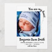 Jij bent mijn hart. . . Geboorteaankondiging Kaart (Voorkant / Achterkant)