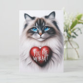 Jij Bent Mijn Hart Valentijn Gedicht Maine Coon Ka Feestdagenkaart (Staand voorkant)