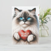 Jij Bent Mijn Hart Valentijnsgedicht Ragdoll Kat  Feestdagenkaart (Staand voorkant)