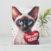 Jij Bent Mijn Hart Valentijnsgedicht Siamese Kat  Feestdagenkaart (Staand voorkant)