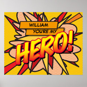 Jij bent mijn HELD Leuk Retro Stripboek Pop Art Poster