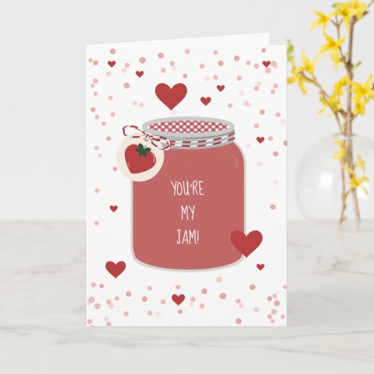 Jij Bent Mijn Jam Aardbei Harten Valentijn Kaart (Gele Bloem)