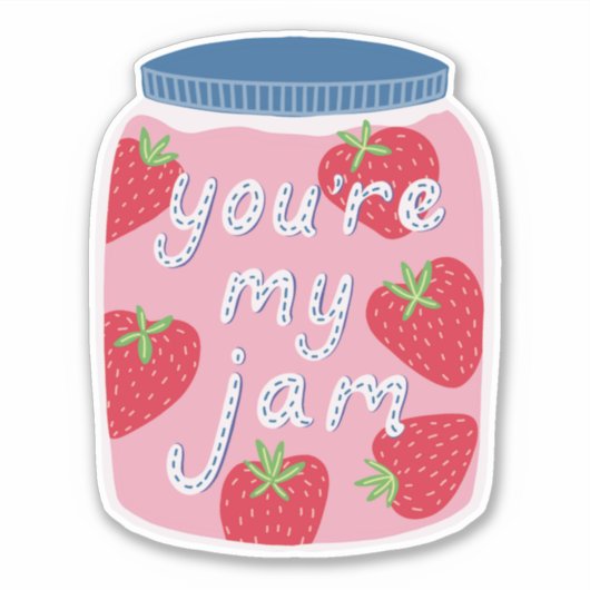 Jij Bent Mijn Jam Aardbeienjam Hart Valentijn Sticker (Voorkant)