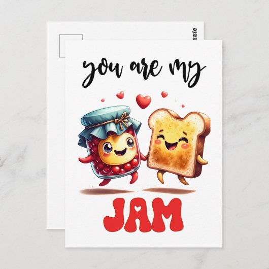 Jij bent mijn jam funny punny Valentijn Briefkaart (Voorkant / Achterkant)