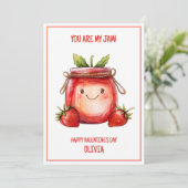 Jij Bent Mijn Jam Zoete Aardbeien Kinderen Valenti Feestdagenkaart (Staand voorkant)