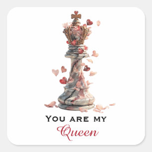 Jij Bent Mijn Koningin Schaak Valentijnsdag Vierkante Sticker