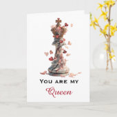 Jij Bent Mijn Koningin Schaken Valentijnsdag Kaart (Gele Bloem)