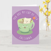 Jij bent mijn kopje thee valentijn cartoon kaart (Gele Bloem)