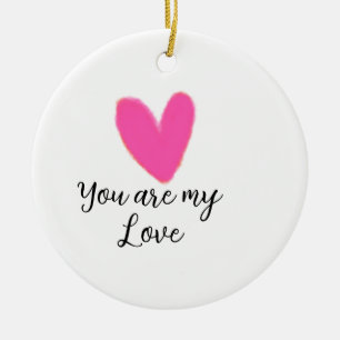 jij bent mijn liefde roze rode hart waterverf kidr keramisch ornament